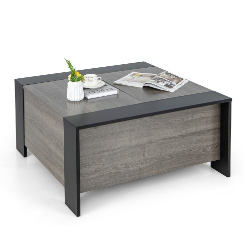 Tangkula 36.5” Coffee Table With Sliding Top Square Center Table