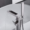 Bathroom Freestanding Waterfall Tub filler Brushed Nickel Floor Mount Faucet with Hand Shower - 4 of 4