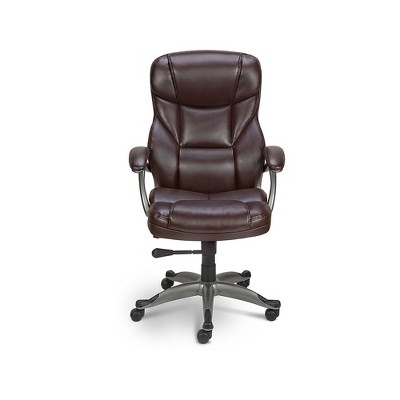 Staples Osgood Bonded Leather High-Back Manager's Chair Brown 416523