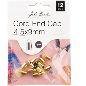 John Bead Must Have Findings Metal Gold 4.5x9mm Cord End Caps for Jewelry Making Findings, 12 Pieces - 1 of 2