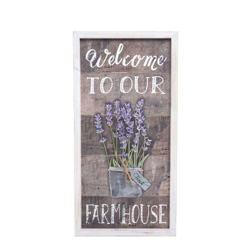 Gallerie II 9.5" x 1" x 18.75" Lavender Welcome To Our Farmhouse Spring Wall Art Decor, 1 of 3
