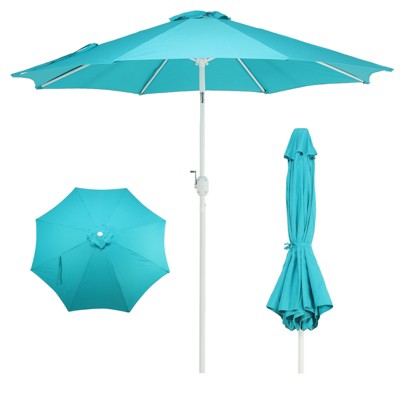 Aoodor 9FT Outdoor Patio Market Umbrella Aluminum Frame with Push Button Tilt Crank and 8 Steel Ribs,for Garden Deck Backyard and Pool
