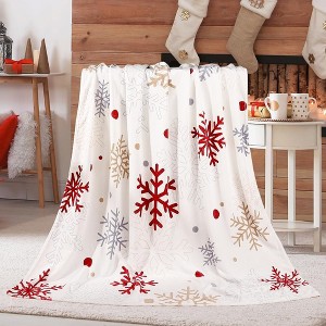Lomsoe Christmas Throw Blanket Snowflake Flannel Throw Blanket, Winter Holiday Decorative Blankets, Super Soft Cozy Throw Blankets for Home Sofa Couch - 1 of 4