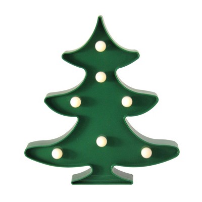 Northlight 8.75" Battery Operated LED Lighted Christmas Tree Marquee Sign - Green