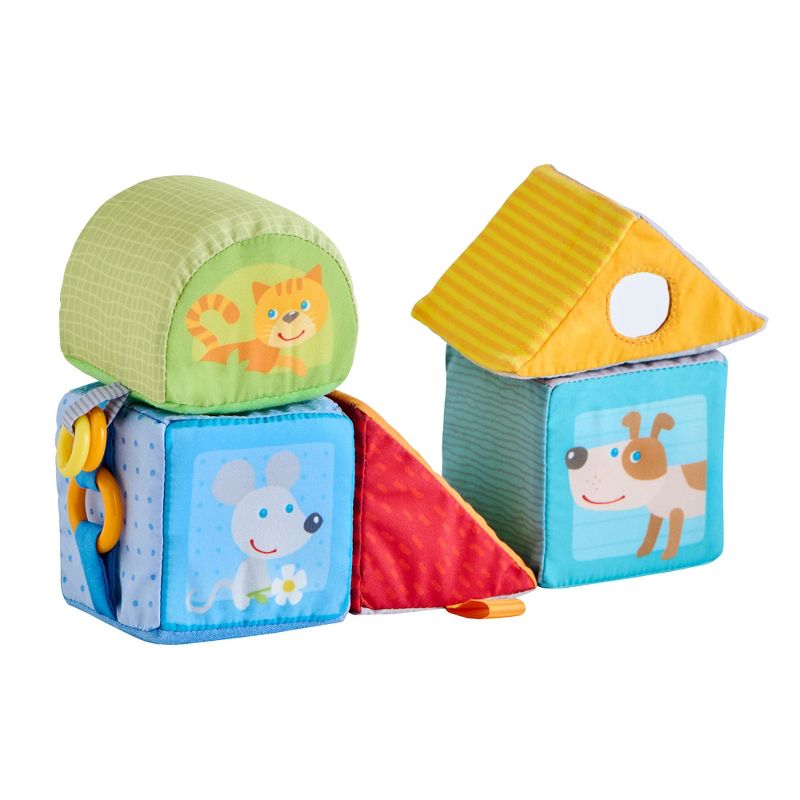HABA Animal Discovery Cubes - 5 Soft Baby Blocks in Geometric Shapes, 5 of 8