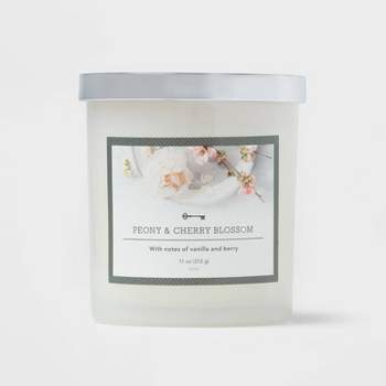 Milky Glass Peony & Cherry Blossom Lidded Jar Candle 11oz - Threshold™
