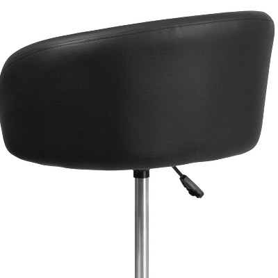 Modern Adjustable Black Vinyl Swivel Barstool with Chrome Base