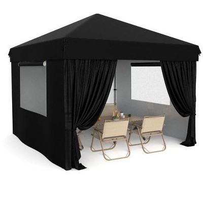 10'x10' Pop Up Canopy Tent with 4 Sidewalls, Portable Outdoor Canopy with Roller Bag
