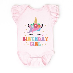 The Juniper Shop Birthday Girl Unicorn Flutter Sleeve Bodysuit - 1 of 4