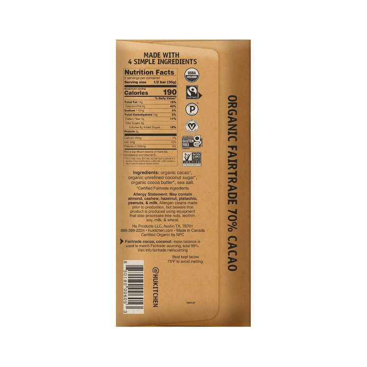 Hu Salty Dark Chocolate 70% Cacao Candy - 2.1oz, 2 of 10