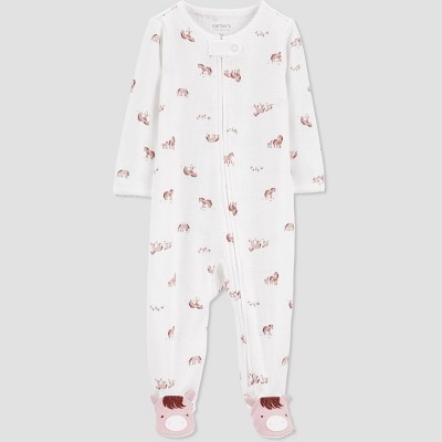 Image of Carter's Just One You®️ Baby Girls' Sleep N' Play - Ivory/Pink 6M