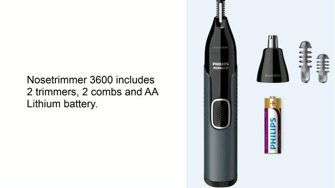 Philips Norelco Series 3600 Men&#39;s Nose/Ear/Eyebrows Electric Trimmer - NT3600/42, 2 of 16, play video