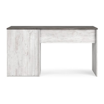 Gray and White Wood Home Office Desk with Drawers