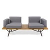 Ridstar Outdoor Teak Double Sofa with Metal Legs for Garden & Patio-Gray - 2 of 4
