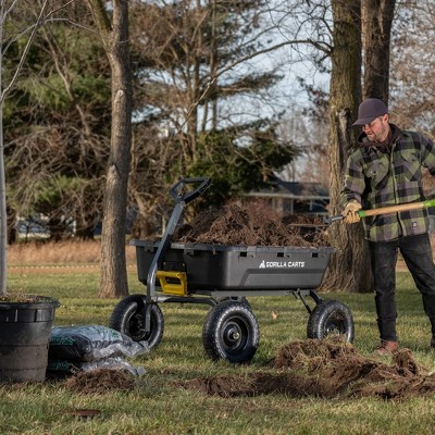 Heavy Duty Black Poly Yard Dump Cart with Pneumatic Tires