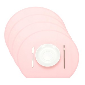 Unique Bargains Silicone Heat Resistant Waterproof Oil Proof Semicircle Placemats - 1 of 4