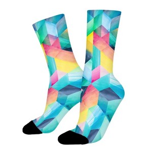 Reflections And Rainbows Women Printed Crew Socks Funny Funky Socks Soft Polyester Novelty Gifts for Artists Men - 1 of 1