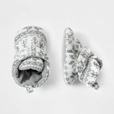 Image of Baby Fair Isle Sweater Bootie Slippers - Cat & Jack™ Gray 3-6M