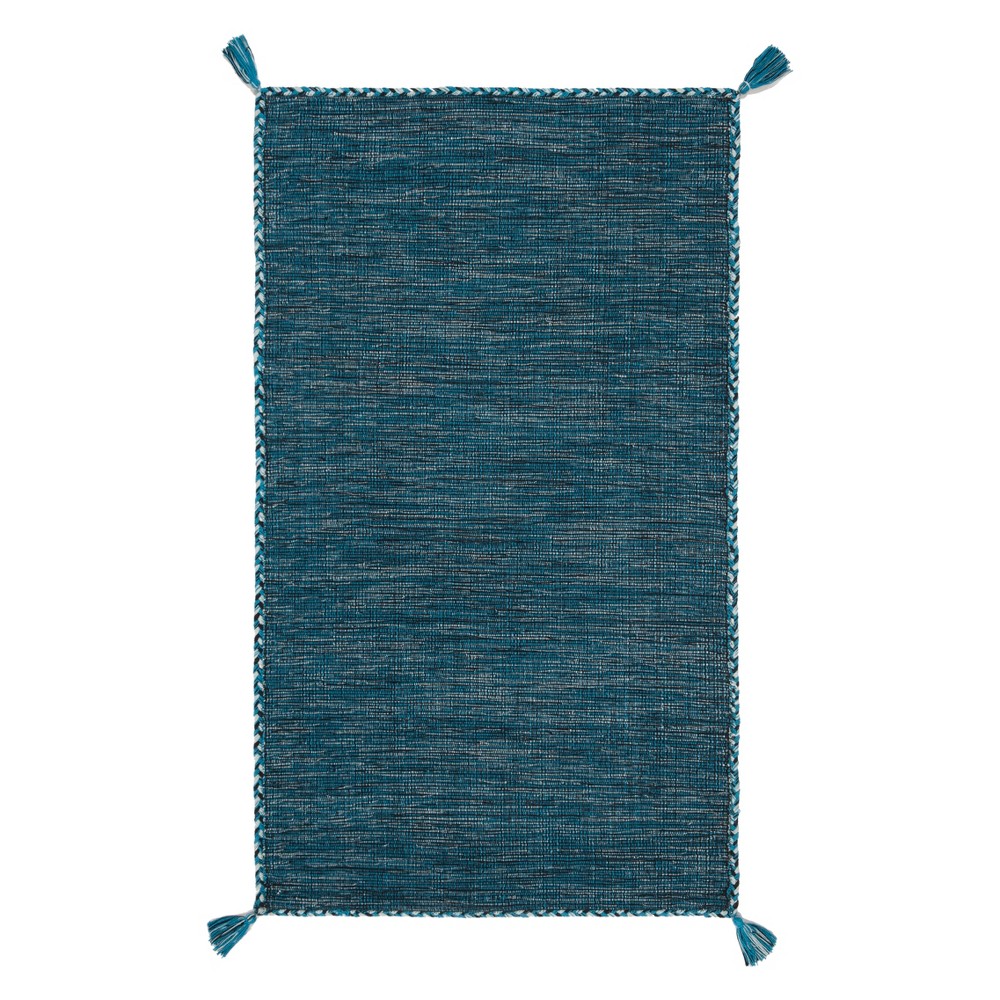 3'x5' Solid Woven Accent Rug Blue/Black - Safavieh