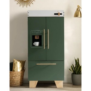 ROBOTIME Wooden Pretend Play Toy Fridge Kitchen Set Accessories Playset Interactive Refrigerator for Boys Girls Age 3+, Green, 11.8"*11"*31.8" - 1 of 4