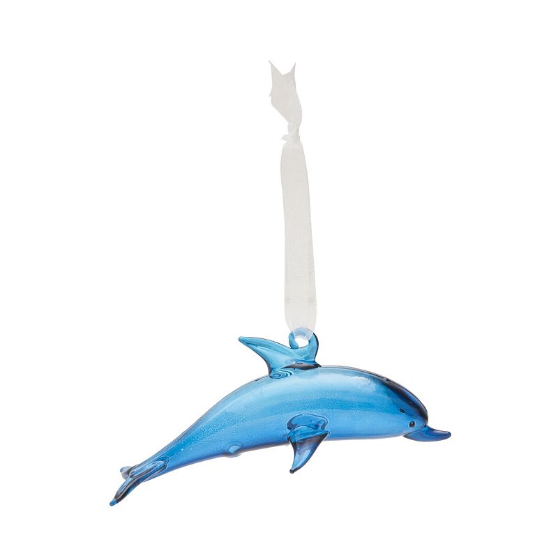 Beachcombers Glass Dark Blue Dolphin Ornament, 1 of 3