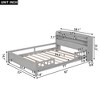 Okak Full Size Bed Frame with Headboard, Wood Platform Bed with Built-in LED Light, Storage Headboard and Guardrail, Antique Gray - 3 of 4