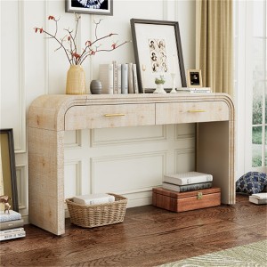 TIRAMISUBEST Unique Retro Silhouette Console Table with 2 Top Drawers, Elegant Entryway Table Sofa Table for Entrance, Dinning Room, Living Room - 1 of 4