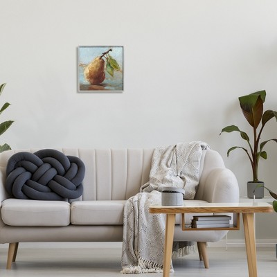 Pear Fruit Still Life Canvas Print with Gray Frame