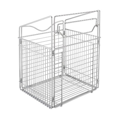 Rev-A-Shelf CTOHB-161319-CR-52 16 Inch Deep Cabinet Floor Tilt Out Steel Wire Clothes Laundry Hamper Basket with Mount Hook, Chrome