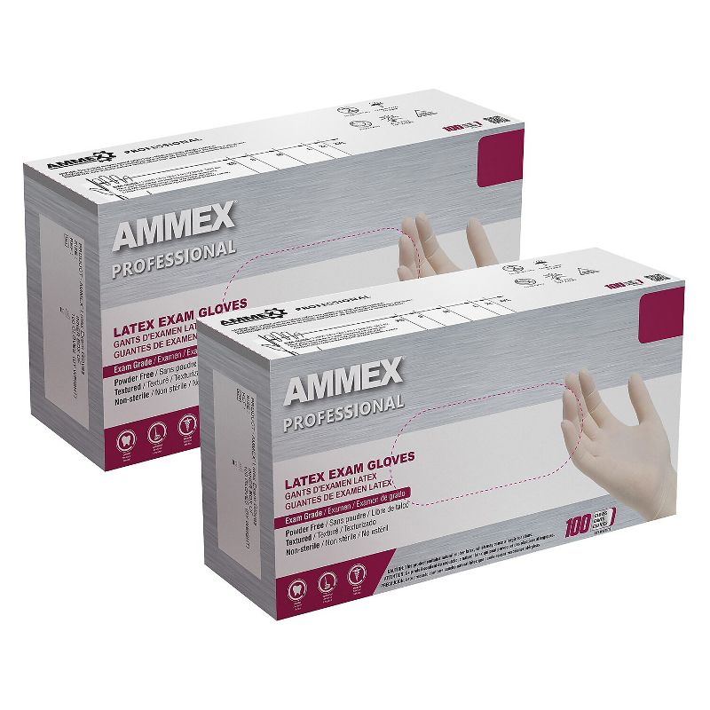 Ammex Professional GPPFT Powder Free Latex Exam Gloves Ivory X-Large 100/Box (GPPFT48100), 1 of 5