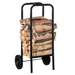 Gardenised Indoor and Outdoor Patio Steel Firewood Log Carrier, Wood Rack Storage Stacking Holder, Black - 1 of 4