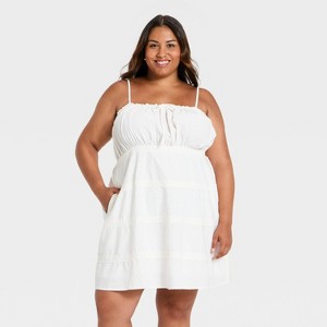 empire waist summer dresses Flowy Cotton-Silk A-Line Maxi Dress Chantilly White / S with surplice neckline and petal sleeve Women's Empire Waist Dresses |