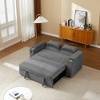 Fabric Sleeper Sofa Bed with Convertible Pull-Out Bed and Armrests with Cup Holders - 3 of 4