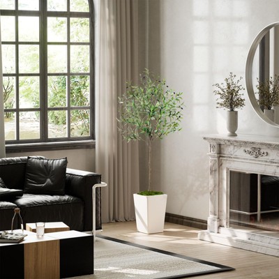 Artificial Olive Tree 5FT, Faux Olive Tree with Pot and Moss, Tall Artificial Plants Indoor