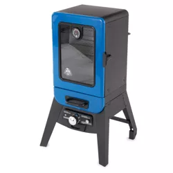 Pit Boss Blazing 2 Series Large Capacity Vertical Electric Analog Meat Smoker with Viewing Window and 3 Porcelain Cooking Grids, Blue