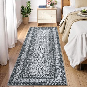 Washable Area Rugs for Living Room Non Slip Modern Braided Print Rug - 1 of 4