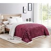 Plazatex Soft Plush Corduroy Lined Oversized All Season Comfort for Bedroom or Lounging Blankets - Queen 90" x 90", Burgundy - 2 of 4