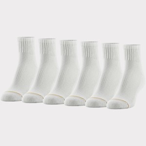 All Pro Women's 6pk Quarter Cotton Socks - White 4-10: Arch Support, Cushioned Sole, Moisture Wicking - 1 of 4