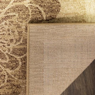 Ivory and Multicolor Floral Patchwork Area Rug, 2'3" x 8'