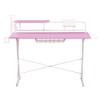 ?Vynxaria TS-200 Carbon Gaming Desk with Shelving & Cup Holder - Stylish Pink Design - 3 of 4