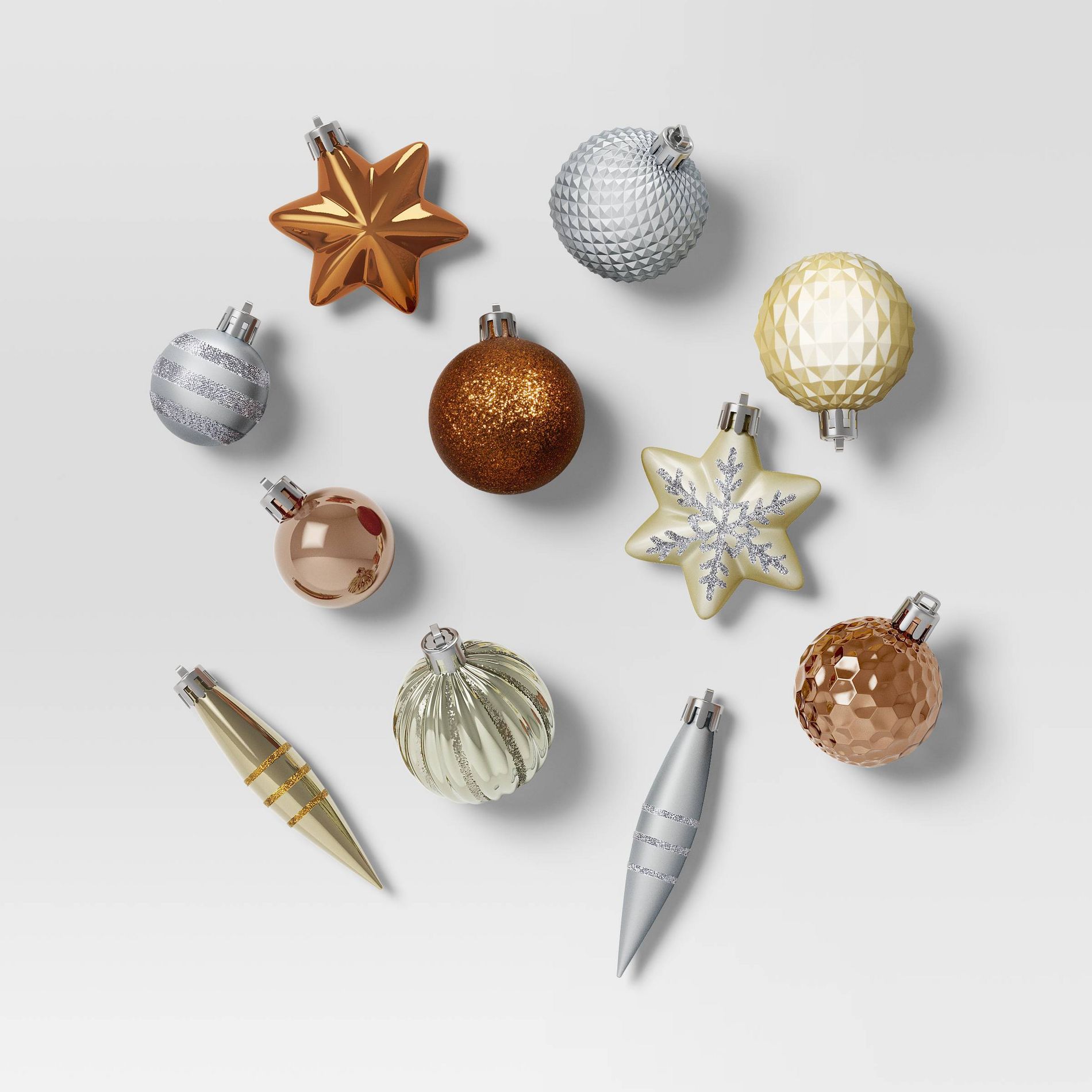 20ct Christmas Mixed Finial Set Metallics - Wondershop™