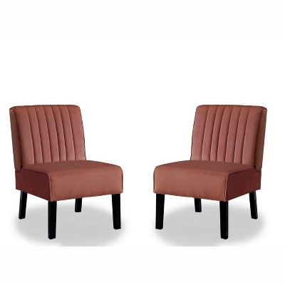 NicBex Velvet  Accent Chair with Minimalist Design,Modern Armless Chairs with Solid Wood Legs for Bedroom,Reading Room,2PC