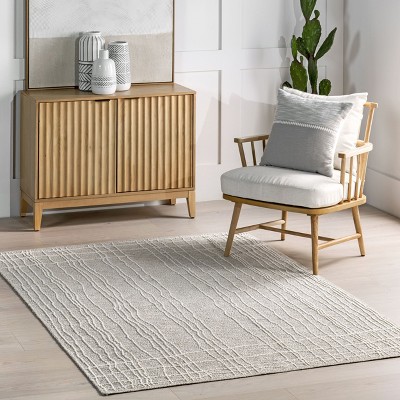 Cortney Beige and White Striped 4x6 Area Rug