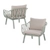 Modern Outdoor Plastic Armchair Set of 2, Weather-Resistant Patio Chairs with Waterproof Cushions for Garden-3irtyhousy - 3 of 4