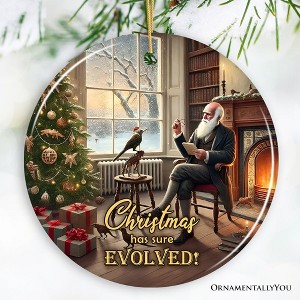 Christmas has Sure Evolved Witty Charles Darwin Ornament, Science and Biology Student and Teacher Gift| OrnamentallyYou - 1 of 4