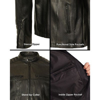 Мужские куртки GIOBERTI Men's Stand Collar Motorcycle Leather Bomber Jacket, Black, S — фото 4