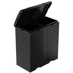 Yardgrace Outdoor Trash Can,Waterproof Resin Garbage Can with Garbage Labels,Durable Waste Bin for Porch, Backyard,Kitchen - 1 of 4
