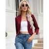 YESFASHION Women's Open Front Office Work Business  3/4 Sleeve Casual Lightweight 2025 Summer Crop Suit Blazer - 2 of 4