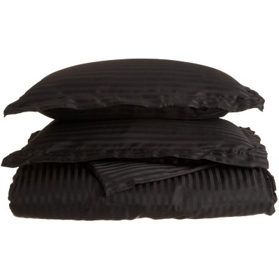 Lightweight Stripe Microfiber Wrinkle-Resistant Duvet Cover and Pillow Sham Set - Blue Nile Mills