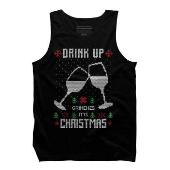 Men's Design By Humans Drink Up Grinches Ugly Christmas Sweater By shirtpublic Tank Top